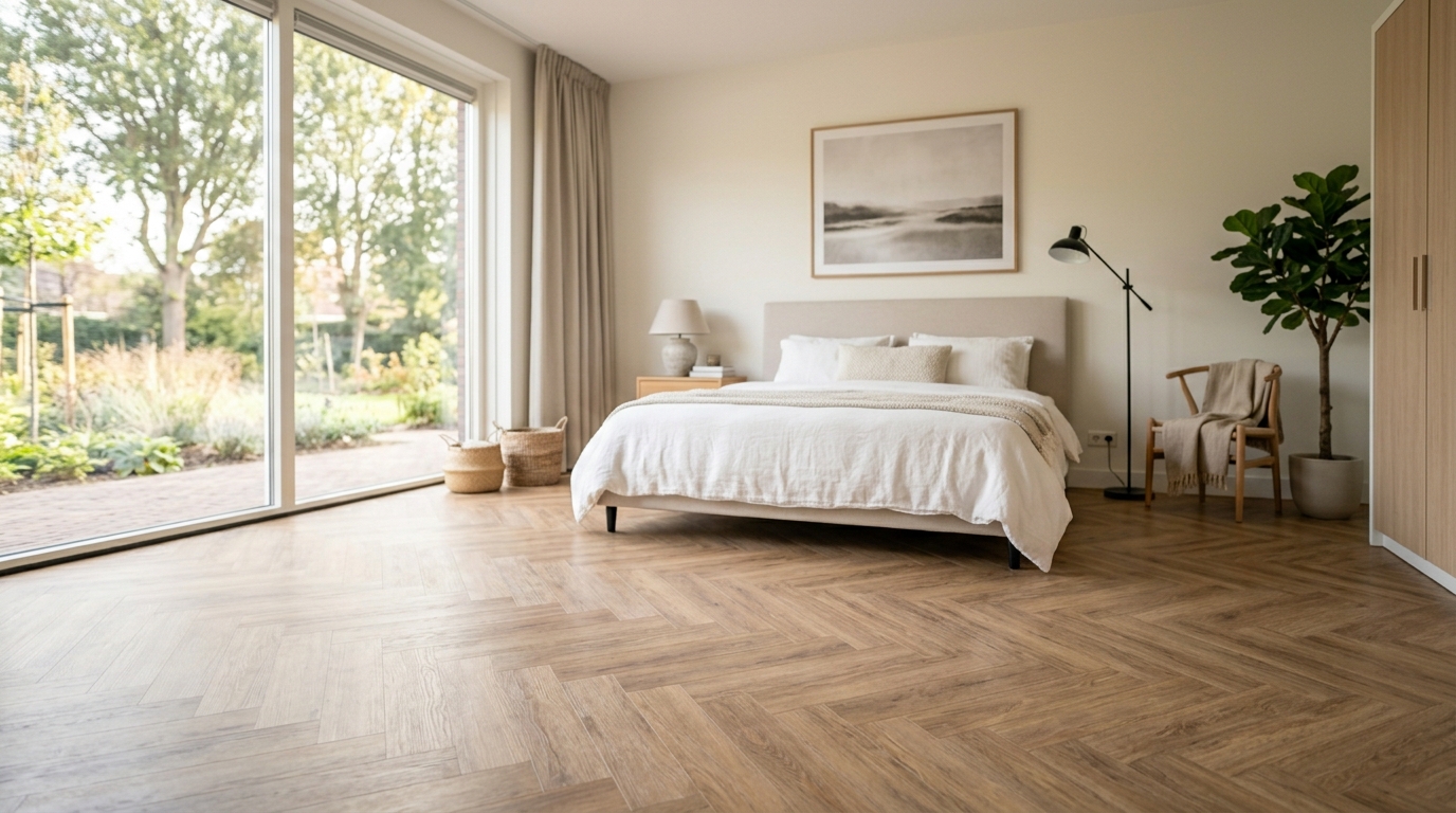 Slaapkamer met een warme PVC vloer