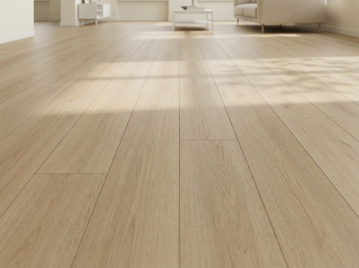 Rechte plank PVC vloer in detail