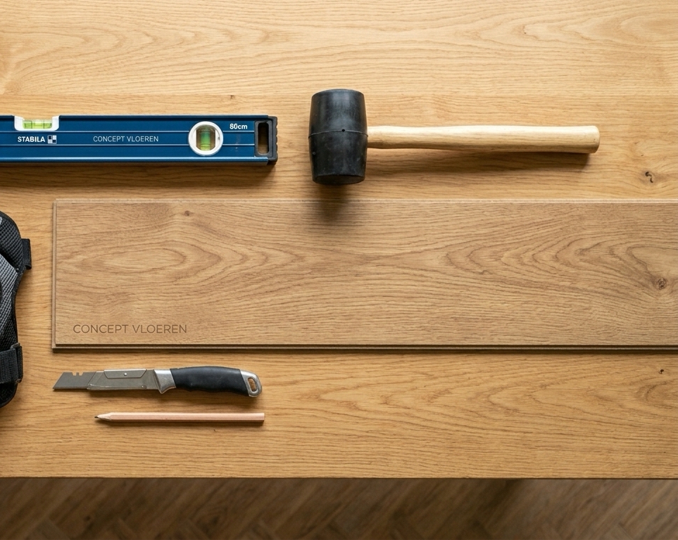 Gereedschap van onze leggers tijdens installatie