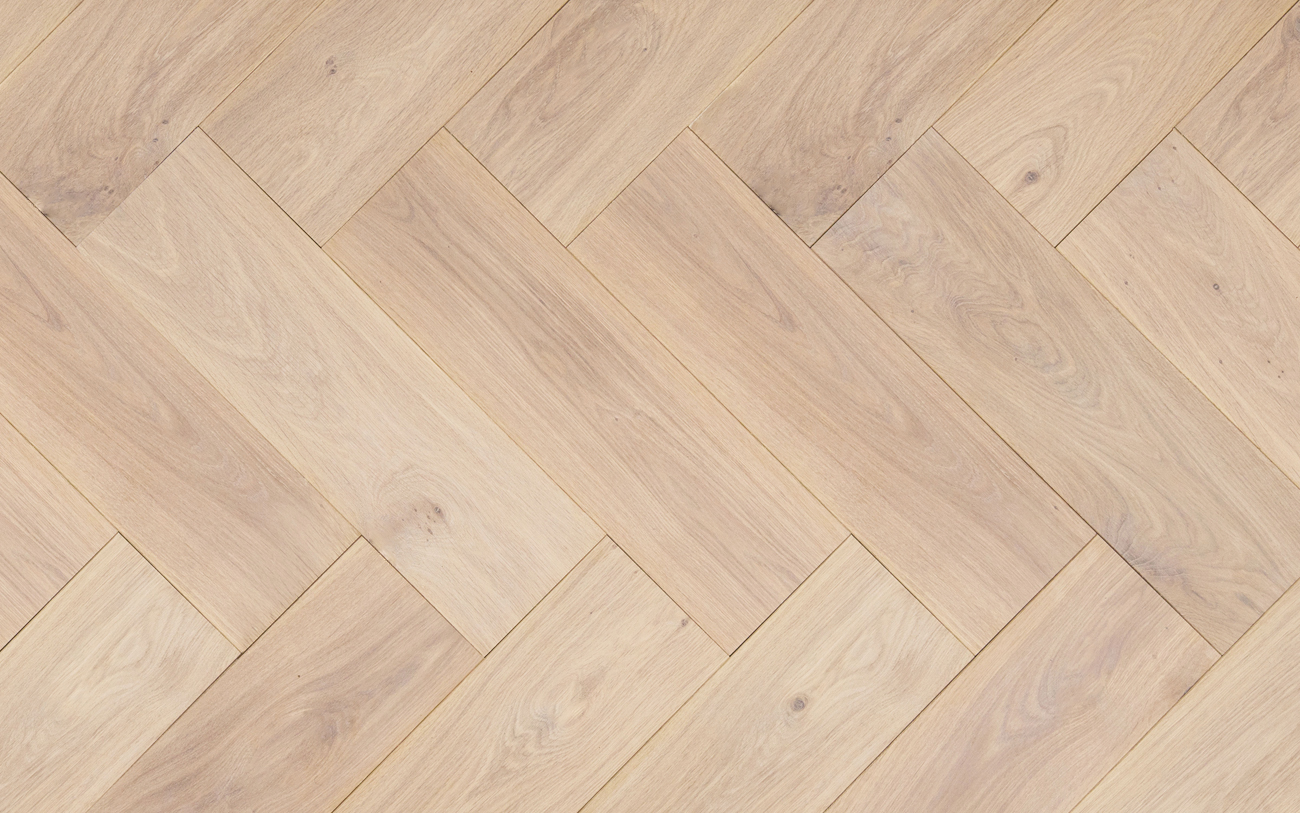 Visgraat Parket Rustiek Eiken Multiplank – Wit Geolied — Floer